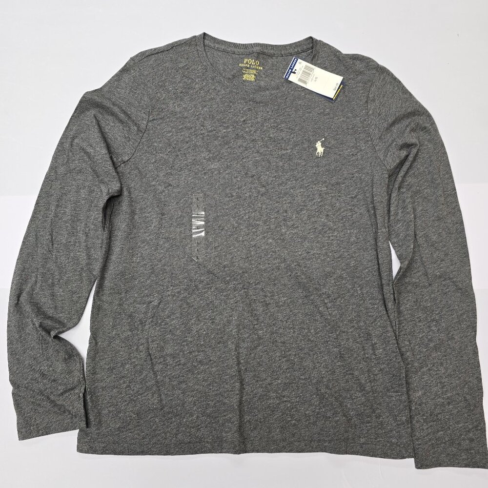 NWT Polo Ralph Lauren Knit Long Sleeve Crew Shirt Gray Large
